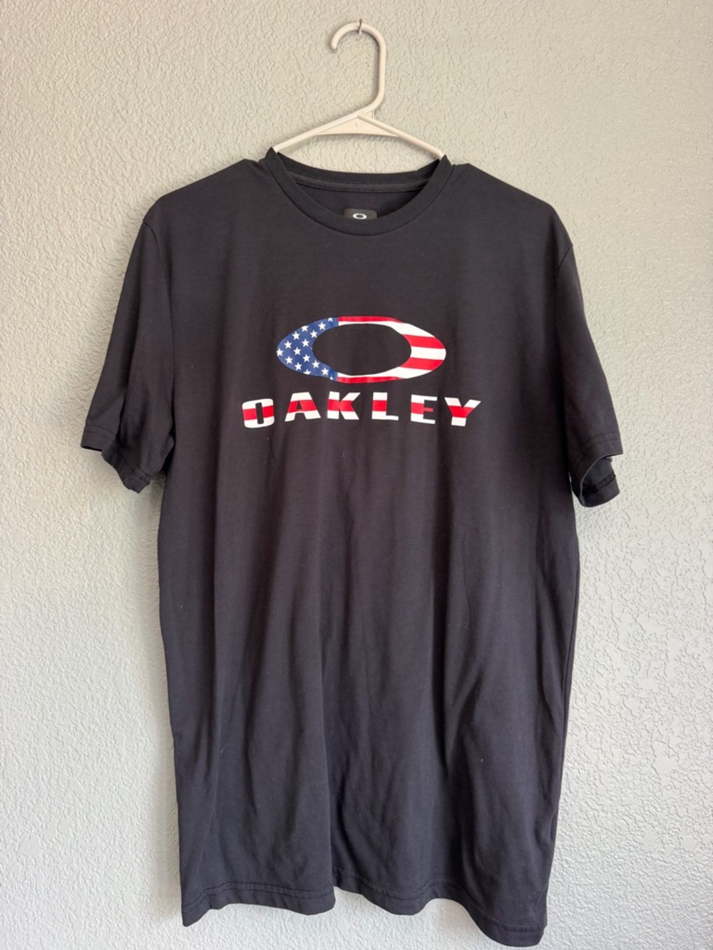 Oakley Black Short Sleeve Tee with American Flag Logo